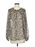 Maeve 100% Polyester Animal Print Silver Long Sleeve Blouse Size S - photo 1