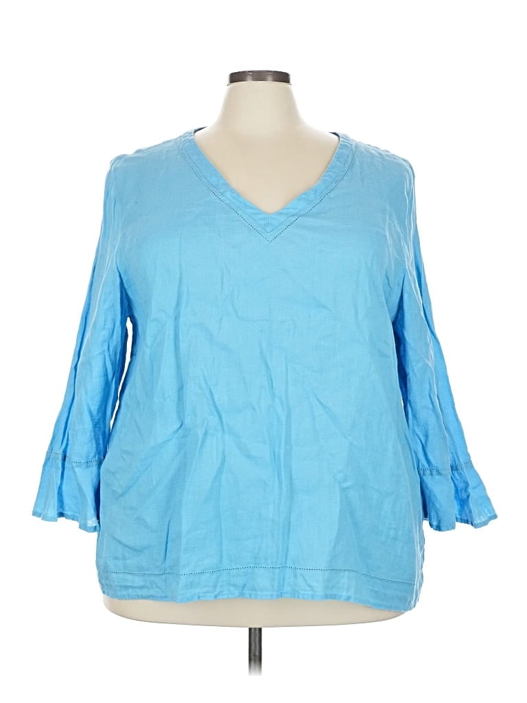 Pre-owned Jjill 3/4 Sleeve T-shirt In Blue