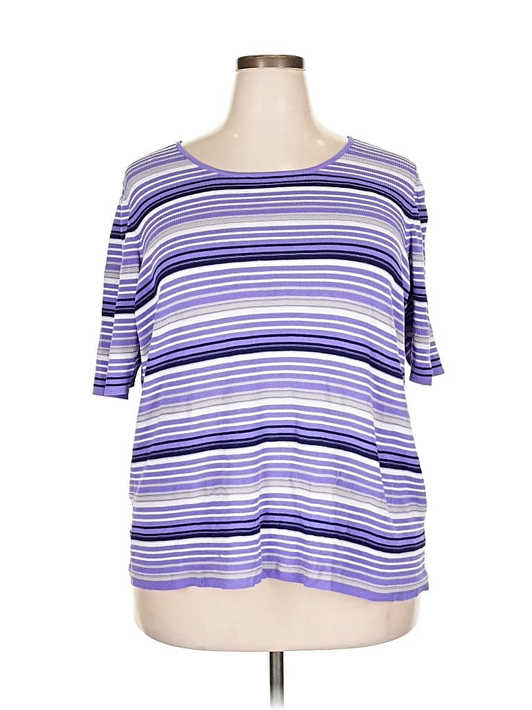 Pre-owned Coldwater Creek Short Sleeve Top Purple Boatneck Tops