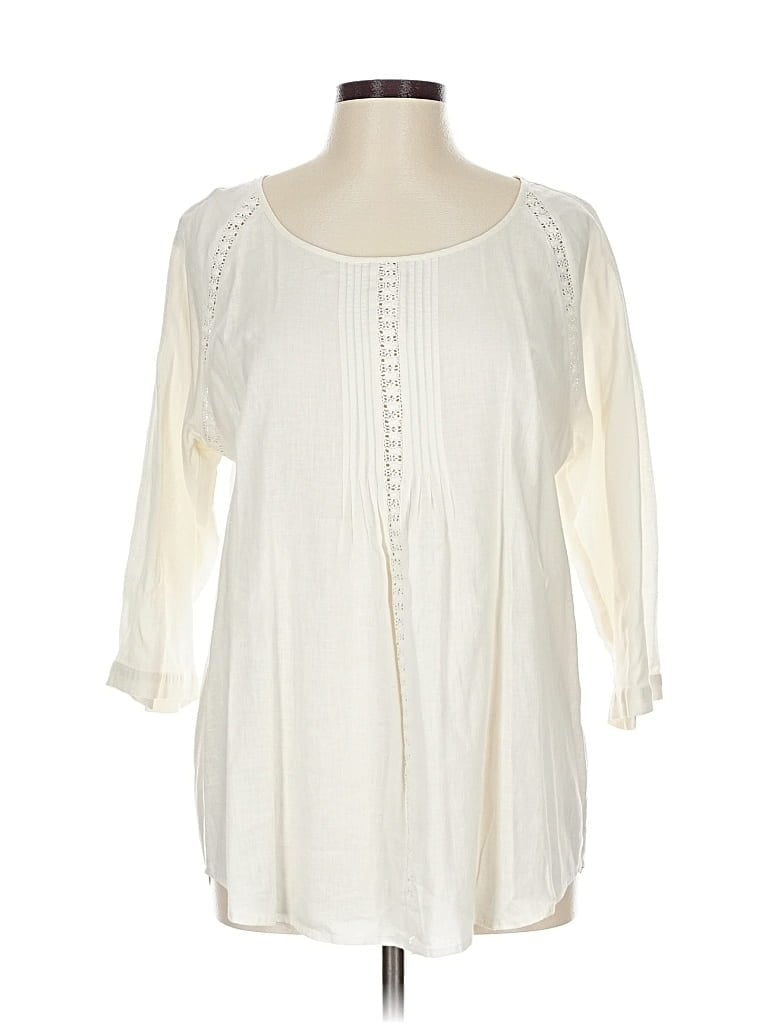 Pre-owned Jjill 3/4 Sleeve Blouse In White