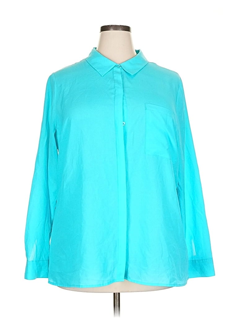 Pre-owned Worthington Long Sleeve Blouse In Blue