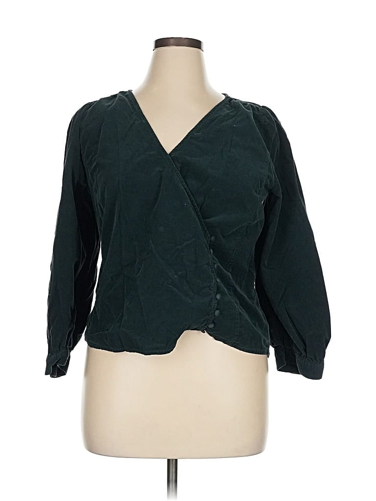 Pre-owned Madewell Long Sleeve Blouse In Blue