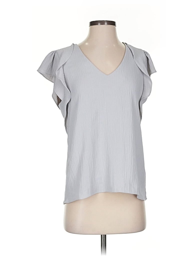 Pre-owned Black Tape_ Short Sleeve Top Gray V Neck Tops