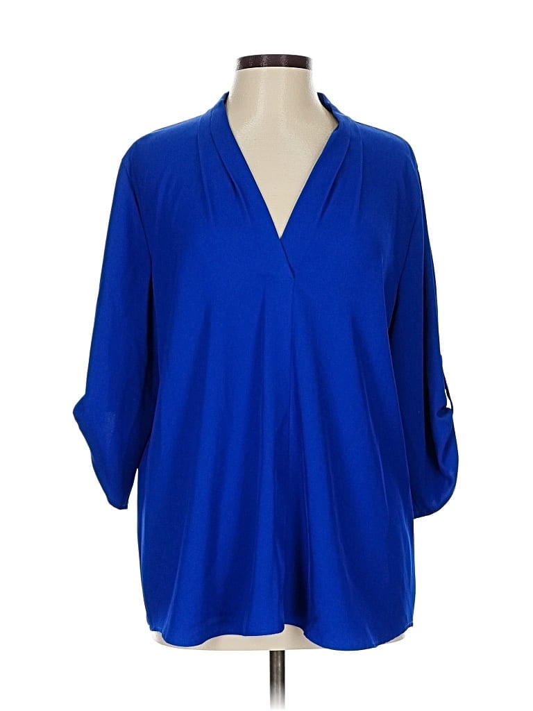 Pre-owned Calvin Klein 3/4 Sleeve Blouse In Blue