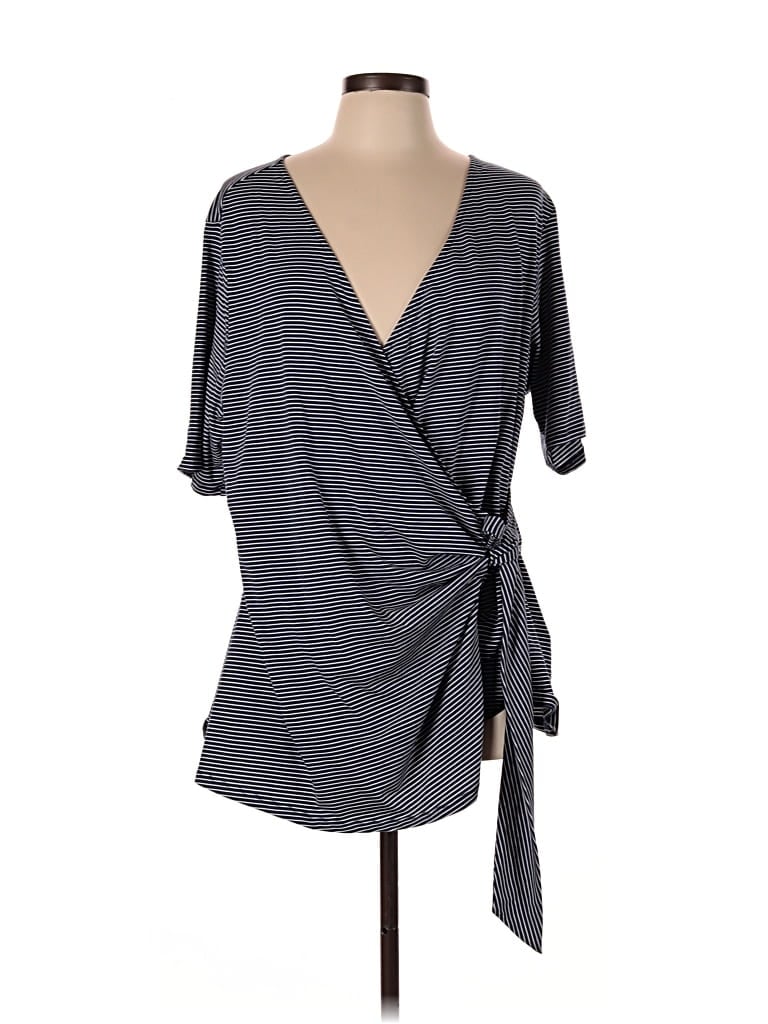 Lands' End Short Sleeve Blouse In Black