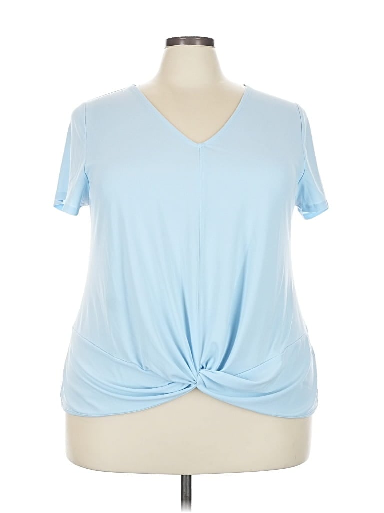 Inc International Concepts Short Sleeve Top Blue V Neck Tops