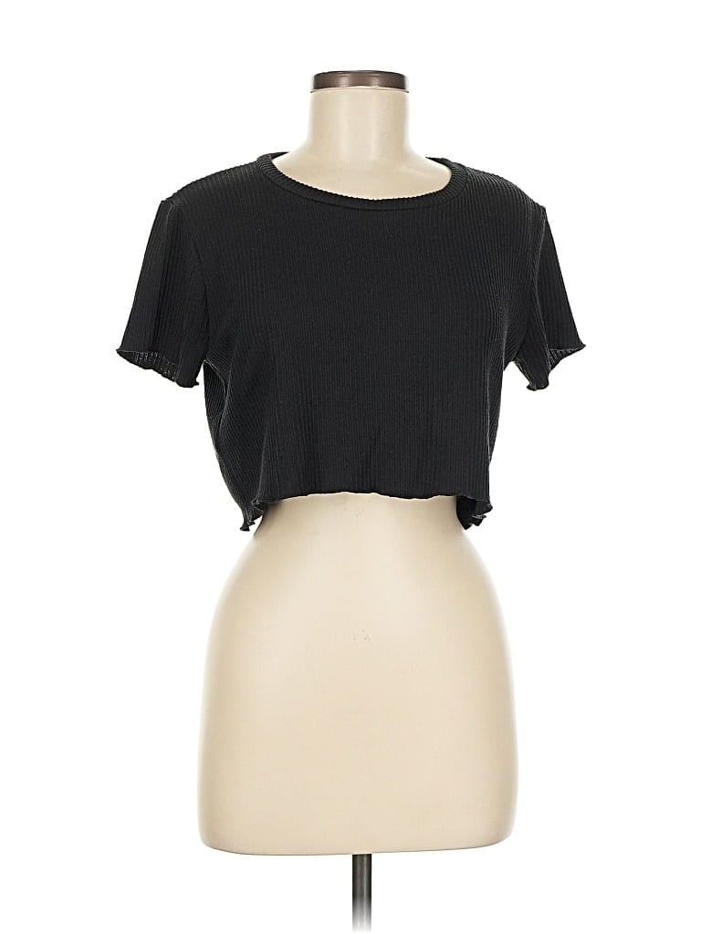 Pre-owned Kittenish Short Sleeve Top Black Keyhole Neckline Tops