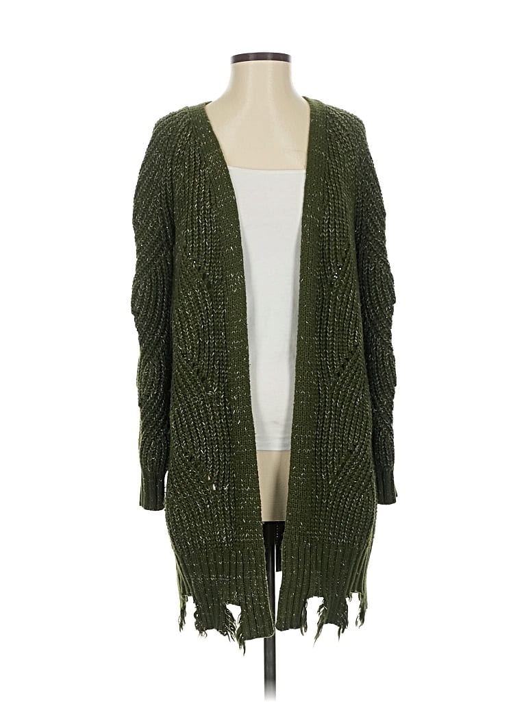 Pre-owned Wild Flower Cardigan Sweater In Green