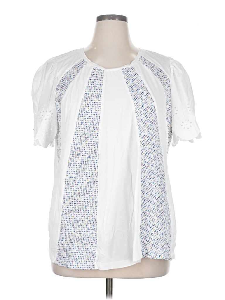 Pre-owned Logo By Lori Goldstein Short Sleeve Blouse In White