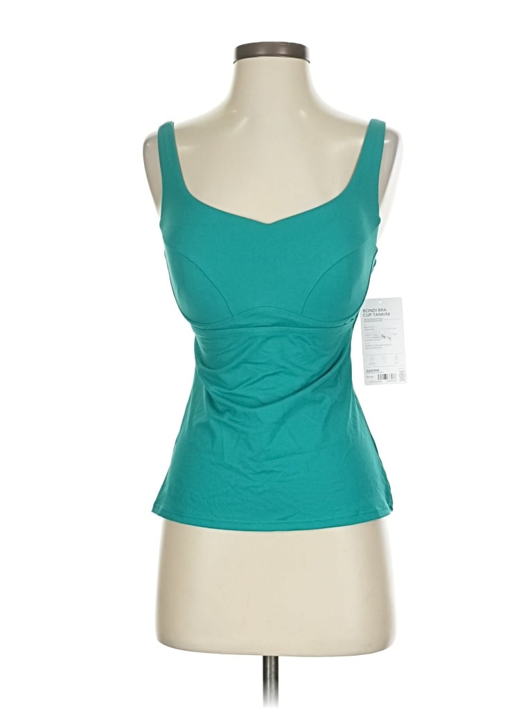 Pre-owned Athleta Tank Top Teal Strapless Neckline Tops In Blue