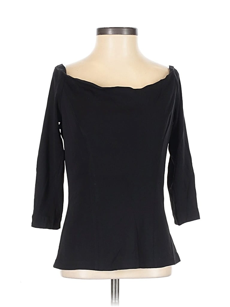 Pre-owned Jiki Monte-carlo 3/4 Sleeve Top Black Boatneck Tops