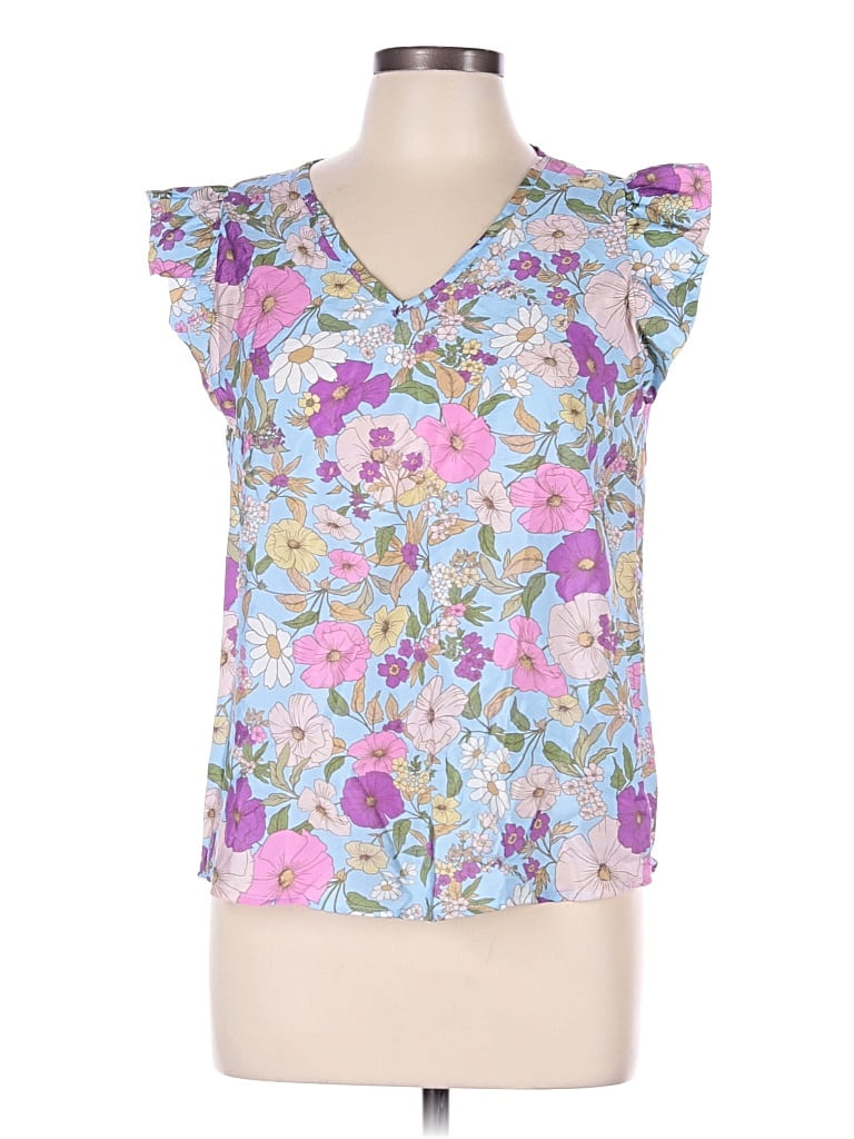 Pre-owned Les Amis Short Sleeve Blouse In Blue