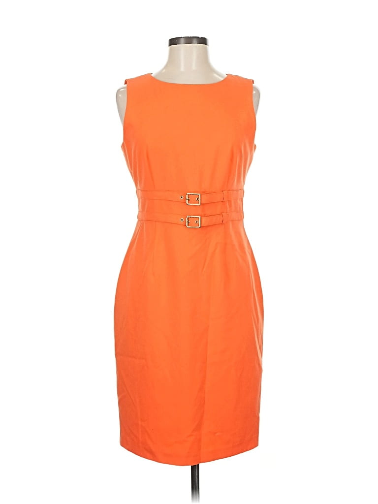 Pre-owned Calvin Klein Cocktail Dress In Orange