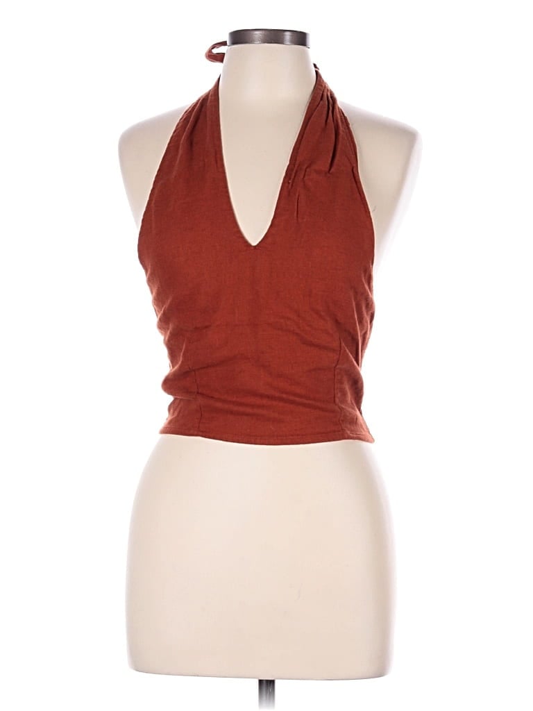 Pre-owned Abercrombie & Fitch Tank Top Orange Halter Neckline Tops