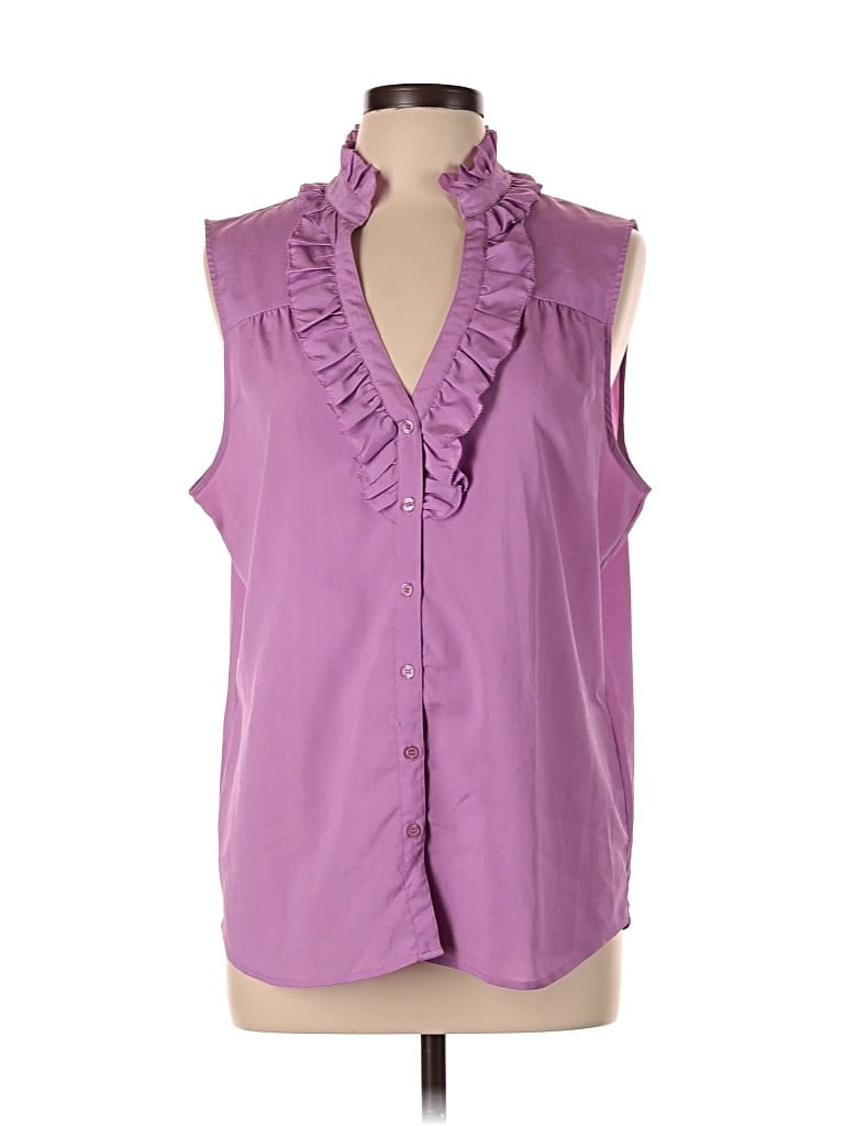 Pre-owned New York And Company Sleeveless Blouse In Purple