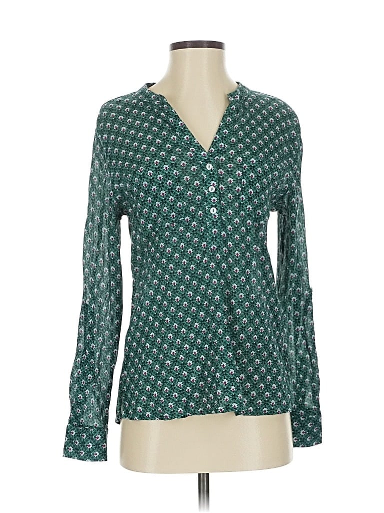 Pre-owned Carve Designs Long Sleeve Blouse In Green
