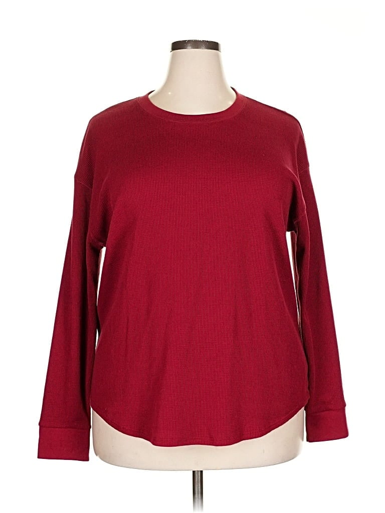 Pre-owned Time And Tru Long Sleeve T-shirt In Burgundy