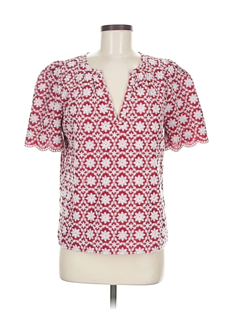 Pre-owned Ann Taylor Loft Short Sleeve Blouse In Red