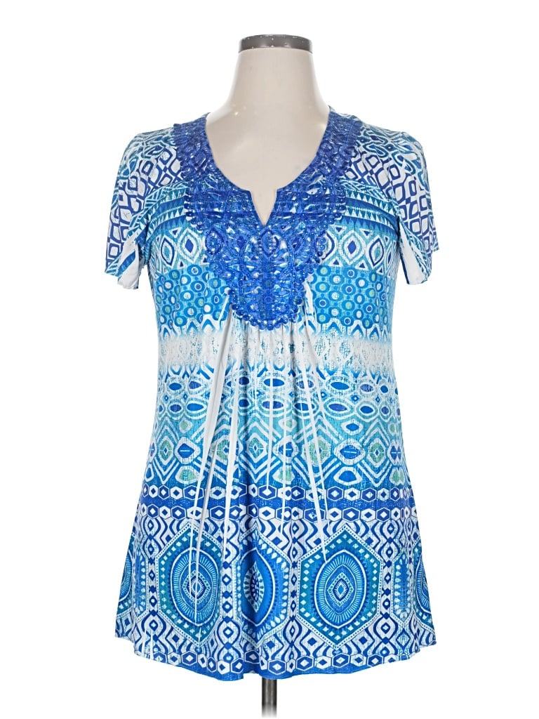 Pre-owned Collection Short Sleeve Blouse In Blue