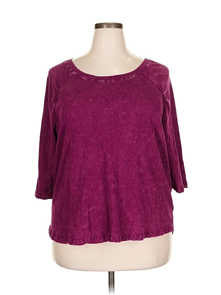 Pre-owned Terra & Sky Cardigan Sweater In Burgundy