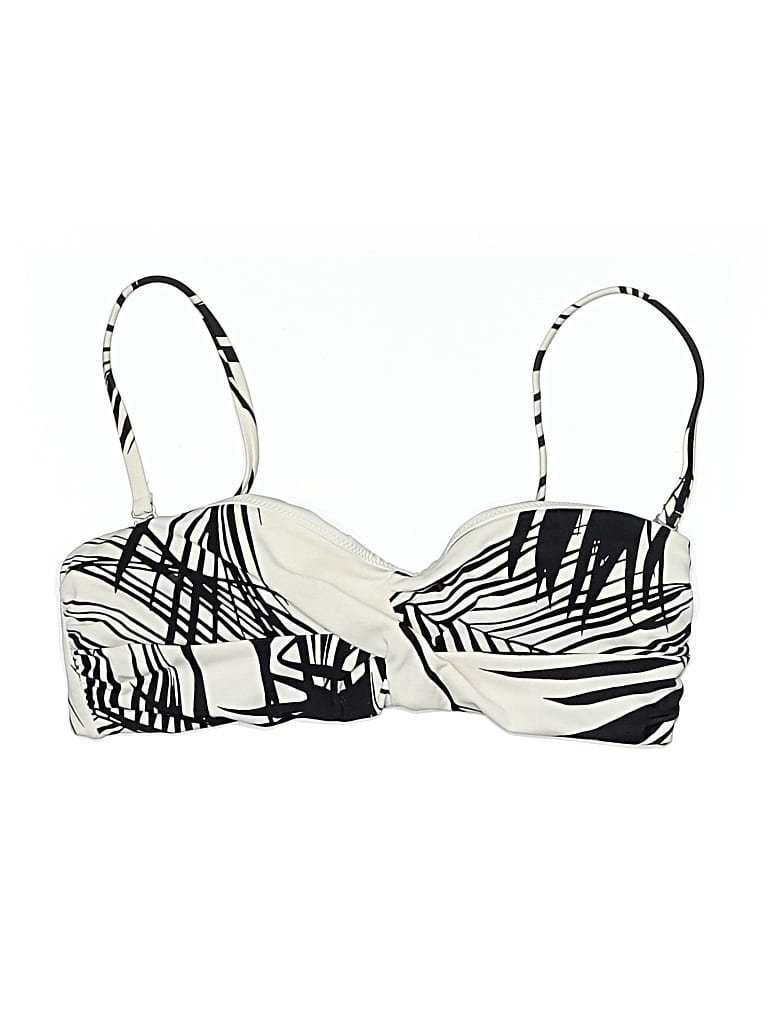 Pre-owned Athleta Swimsuit Top Ivory Graphic Pattern Swimwear In White