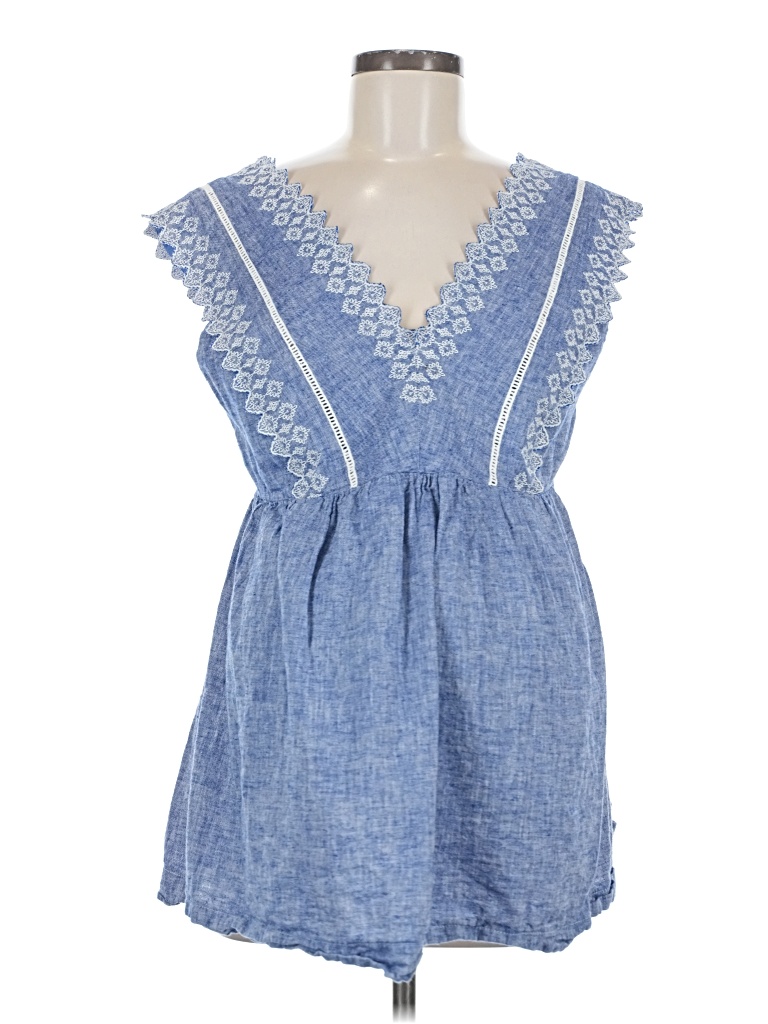 Pre-owned Isabel Maternity Sleeveless Top Blue Plunge Neckline Tops