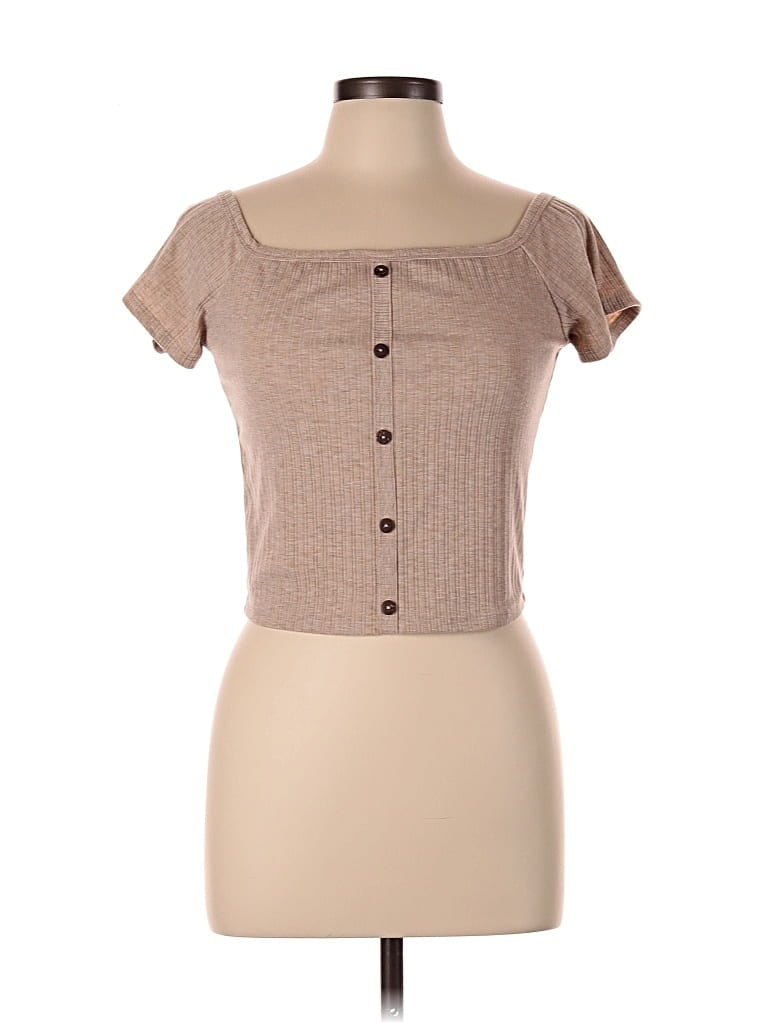 Pre-owned Bozzolo Short Sleeve Top Brown Sweetheart Neckline Tops