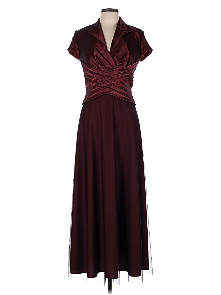 Pre-owned Km Collections By Milla Bell Cocktail Dress In Burgundy