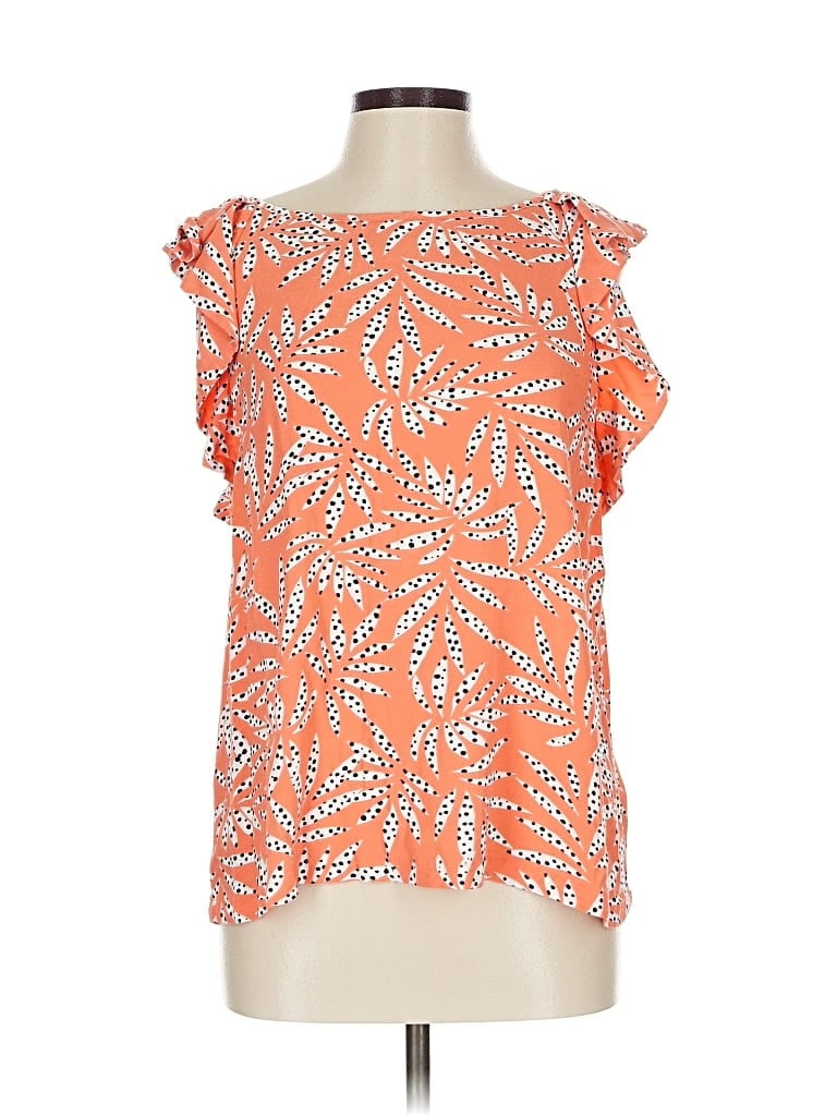 Pre-owned Ann Taylor Loft Short Sleeve Blouse In Orange