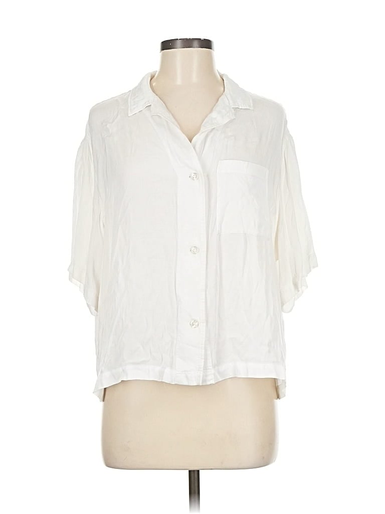 Pre-owned H&m Short Sleeve Blouse In White
