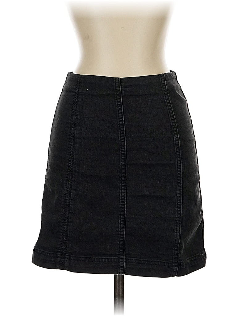 Pre-owned Free People Denim Skirt In Black