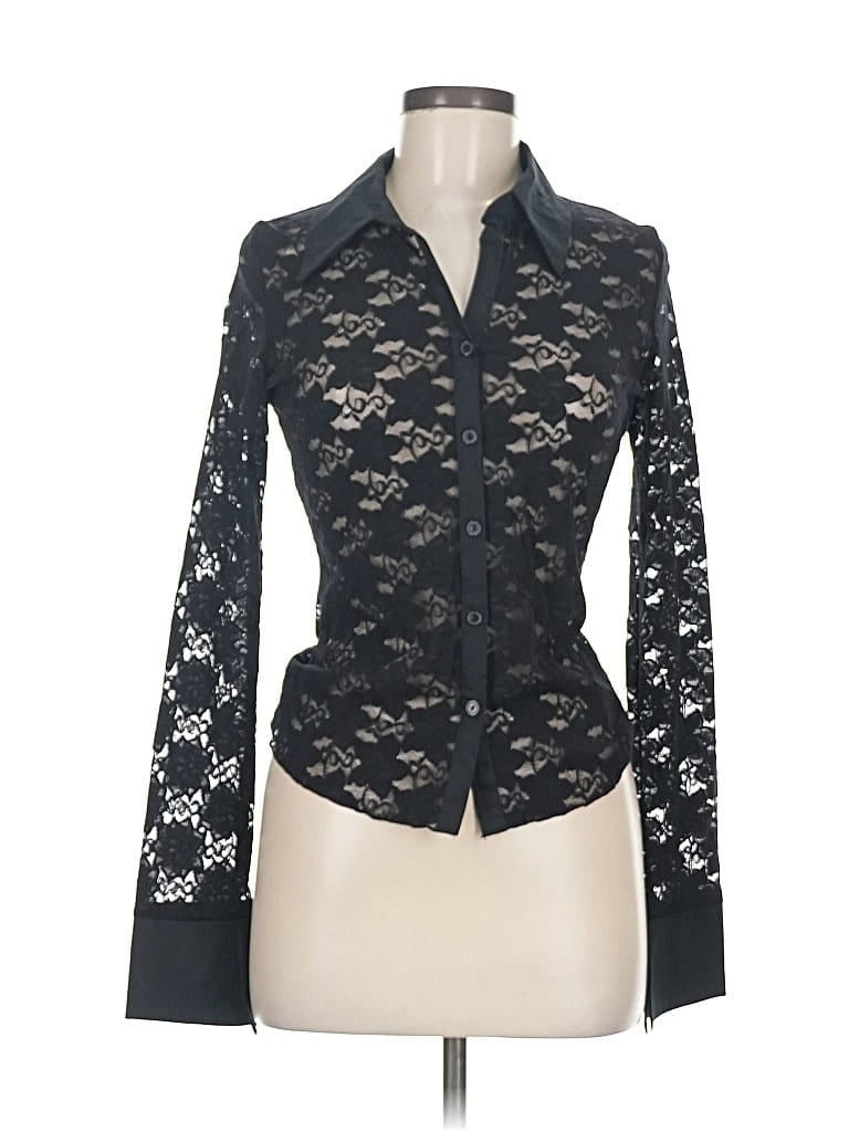 Pre-owned Venus Long Sleeve Blouse In Black
