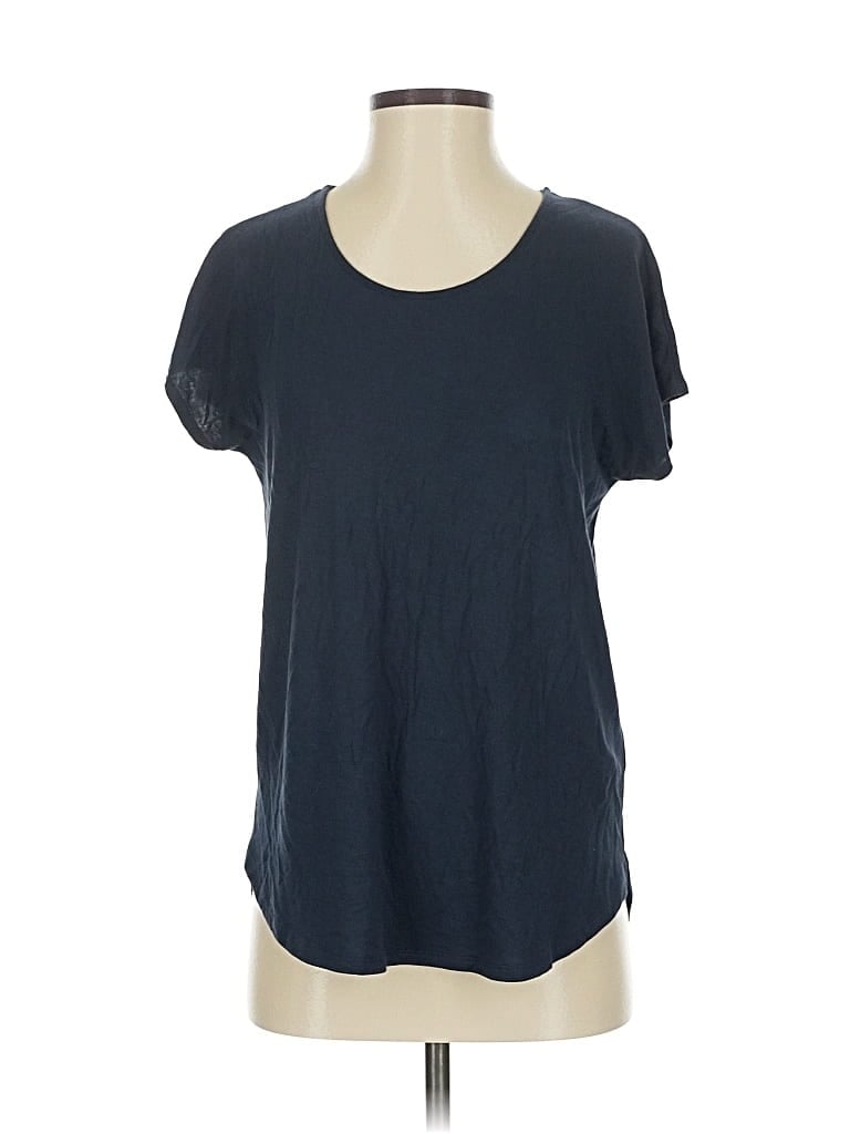 Pre-owned Adrienne Vittadini Short Sleeve Top Blue Scoop Neck Tops