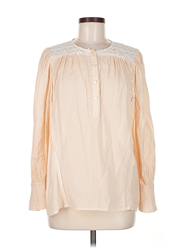 Pre-owned Margaret O'leary Long Sleeve Blouse In White