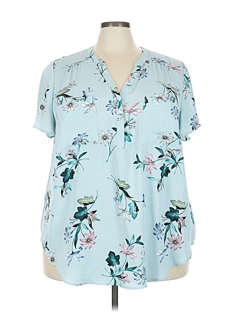 Pre-owned Torrid Short Sleeve Blouse In Blue