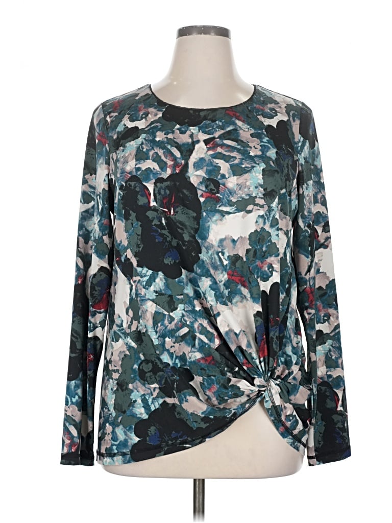 Pre-owned Simply Vera Vera Wang Long Sleeve Blouse In Blue