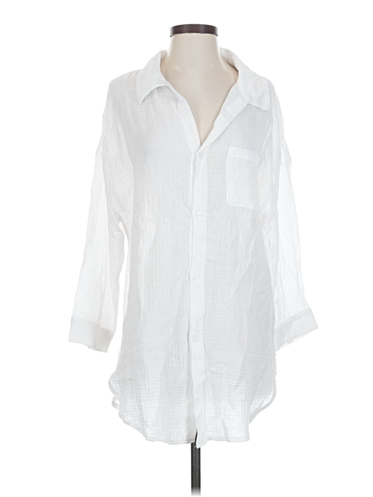 Pre-owned Kona Sol 3/4 Sleeve Button Down Shirt In White