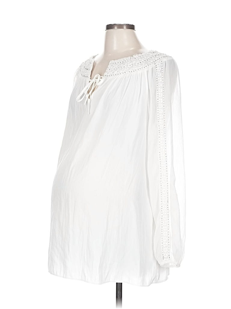 Pre-owned A Pea In The Pod Long Sleeve Blouse In White