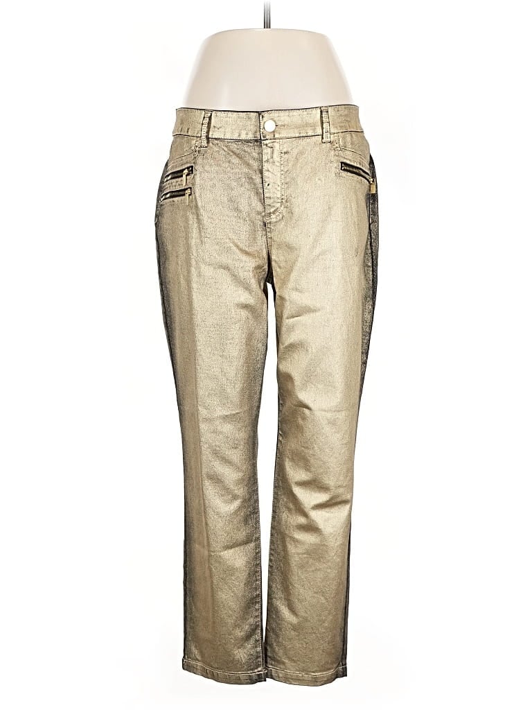 Pre-owned Black Label By Chico's Khaki Pant In Gold