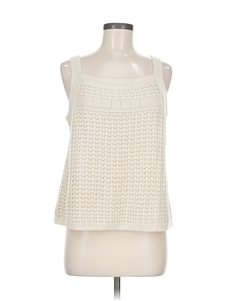 Pre-owned Jjill Sleeveless Top Ivory Square Neckline Tops In White