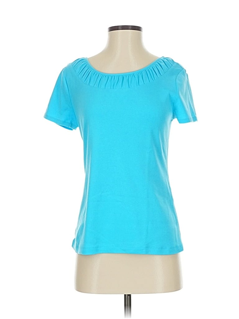 Pre-owned Cato Short Sleeve Top Teal Scoop Neck Tops In Blue
