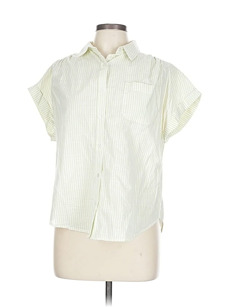 Pre-owned Japna Short Sleeve Blouse In Green