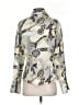 Ann Taylor 100% Silk Paisley Silver Long Sleeve Silk Top Size S - photo 2
