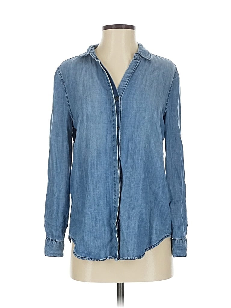 Pre-owned Aqua Long Sleeve Button Down Shirt In Blue