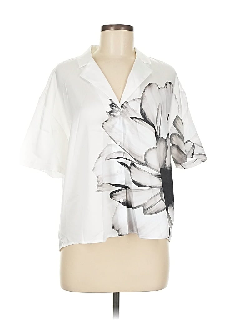 Pre-owned Express Short Sleeve Blouse In White