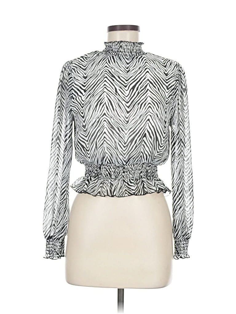 Pre-owned Mi Ami Long Sleeve Blouse In Silver