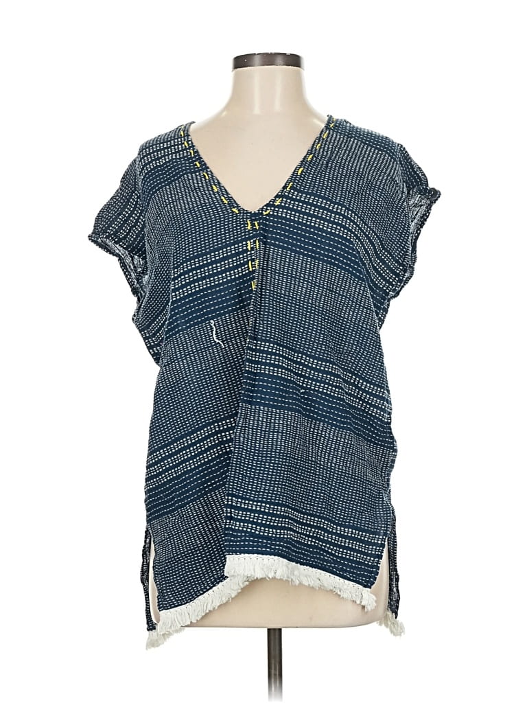Pre-owned Lilla P Short Sleeve Blouse In Blue