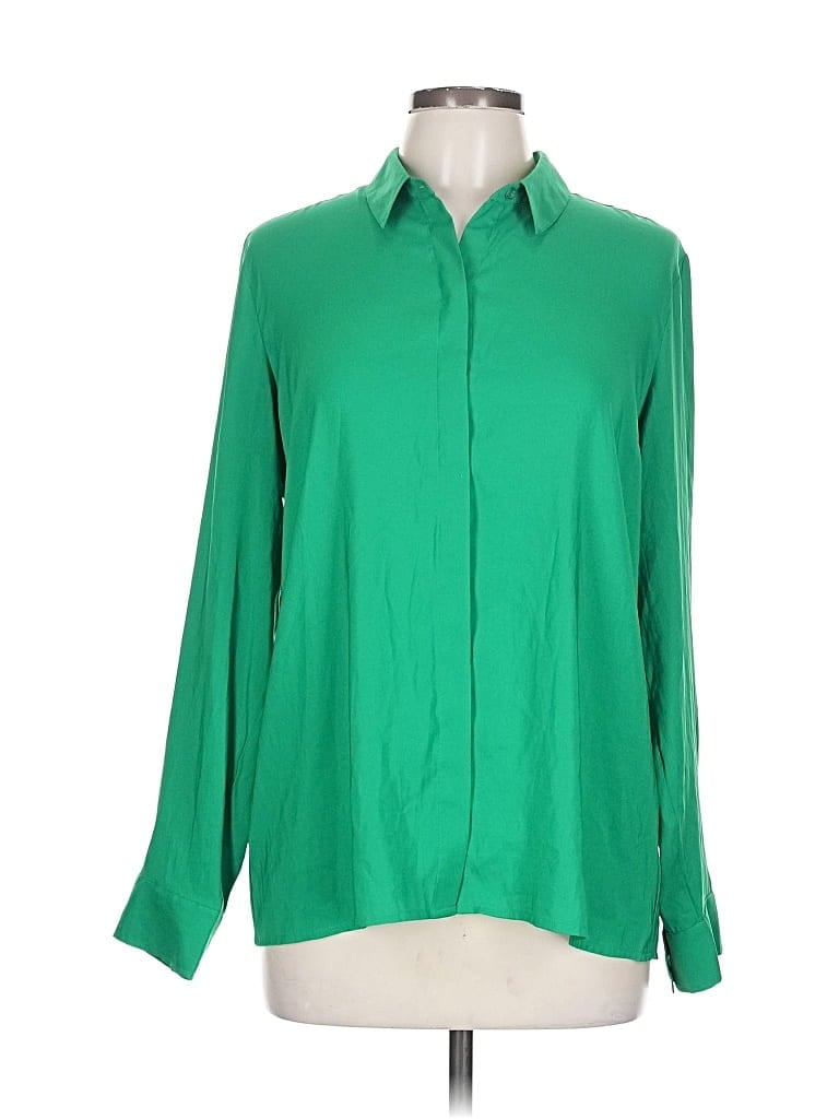 Pre-owned Express Long Sleeve Blouse In Green