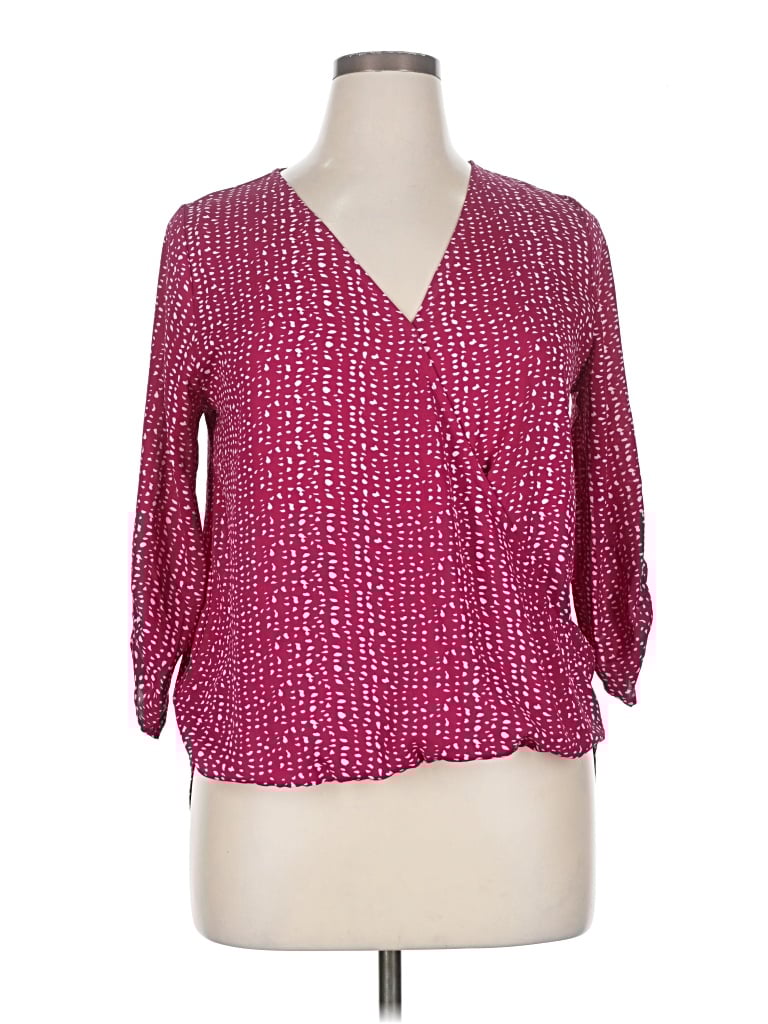 Pre-owned West Kei 3/4 Sleeve Blouse In Burgundy