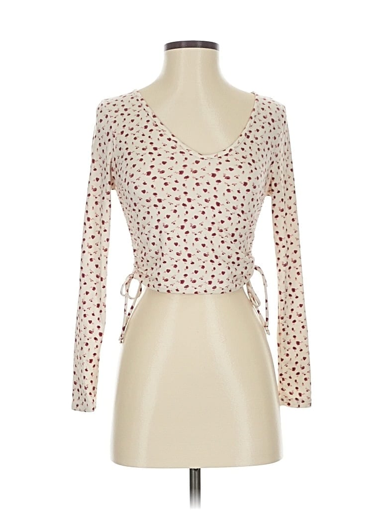 Pre-owned Sky And Sparrow Long Sleeve Top Ivory Sweetheart Neckline Tops In White